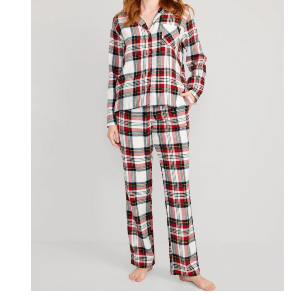 Plus Size Flannel Pajama Set- Red Tartan